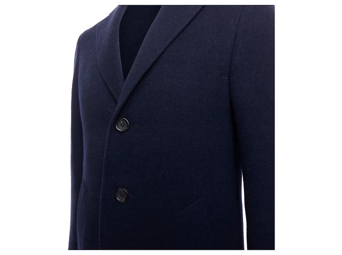 Canali kei wool single vent long coat Blue Navy blue - view 2