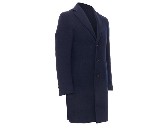 Canali kei wool single vent long coat Blue Navy blue - view 4