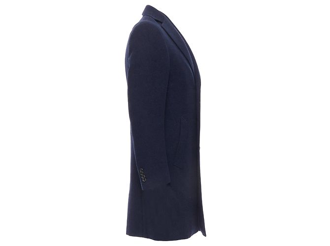 Canali kei wool single vent long coat Blue Navy blue - view 5