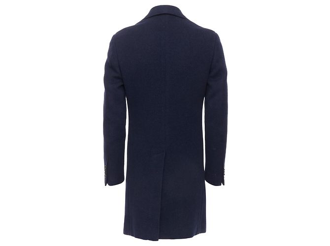 Canali kei wool single vent long coat Blue Navy blue - view 6
