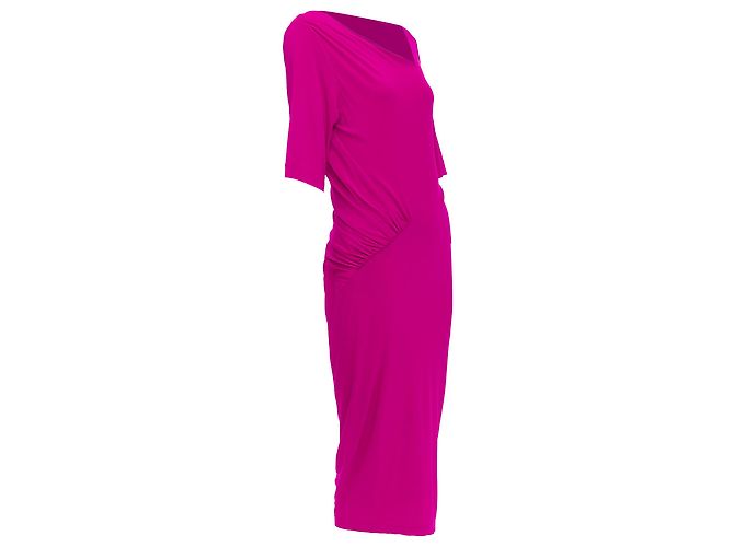 Abito midi drappeggiato con scollo asimmetrico di Donna Karan - vista 3