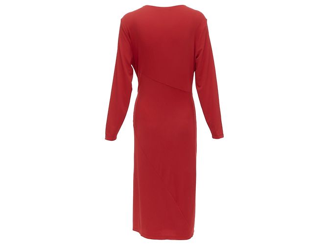 Vestido midi drapeado con escote en V en mezcla de viscosa y hebilla plateada de Donna Karan - vista 5