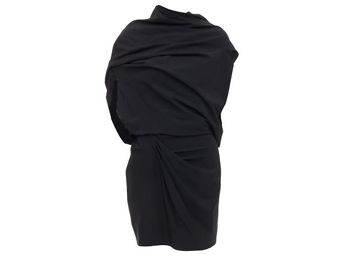 Vestido drapeado con cuello cowl en la parte delantera fruncido de Donna Karan - vista 2