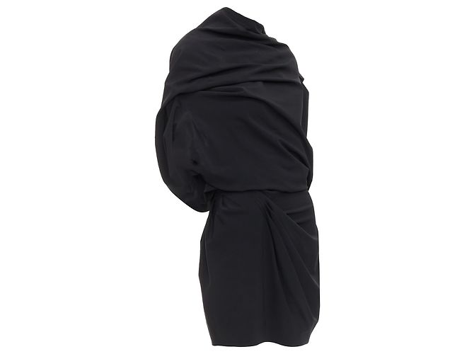 Vestido drapeado con cuello cowl en la parte delantera fruncido de Donna Karan - vista 3