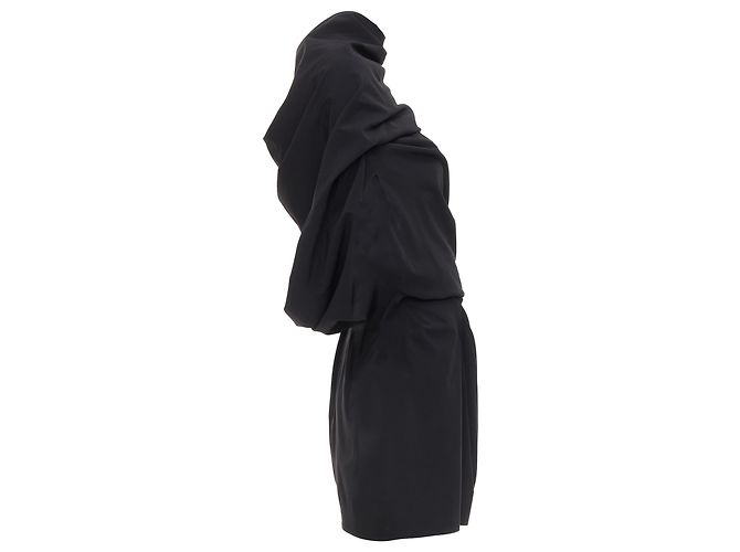 Vestido drapeado con cuello cowl en la parte delantera fruncido de Donna Karan - vista 4