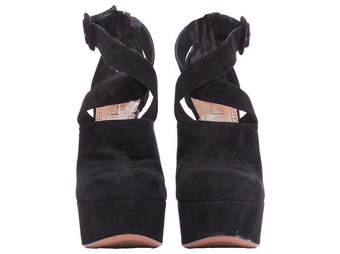 Alaïa Talons à plateforme bloc en suède Alaia avec sangle enroulée - vue 3