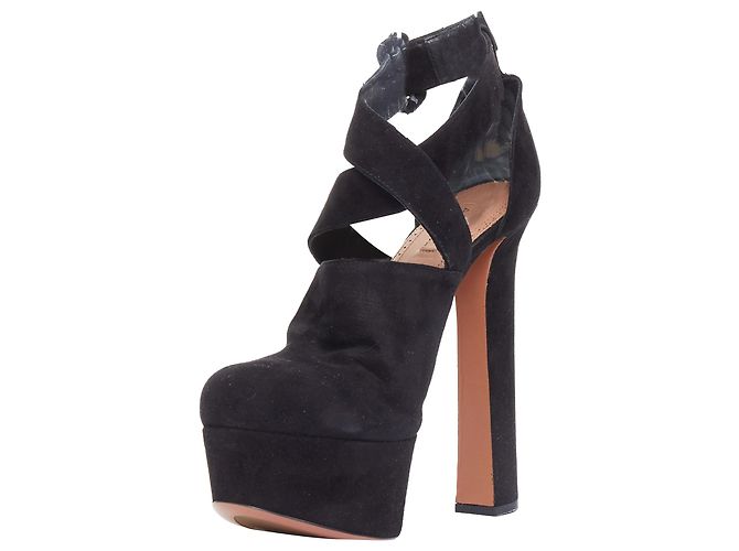 Alaïa Talons à plateforme bloc en suède Alaia avec sangle enroulée - vue 4