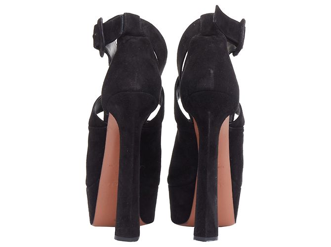 Alaïa Talons à plateforme bloc en suède Alaia avec sangle enroulée - vue 5