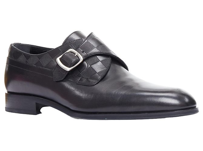 Chaussures Monk à boucle embossée Damier Check District Louis Vuitton Noir - vue 3