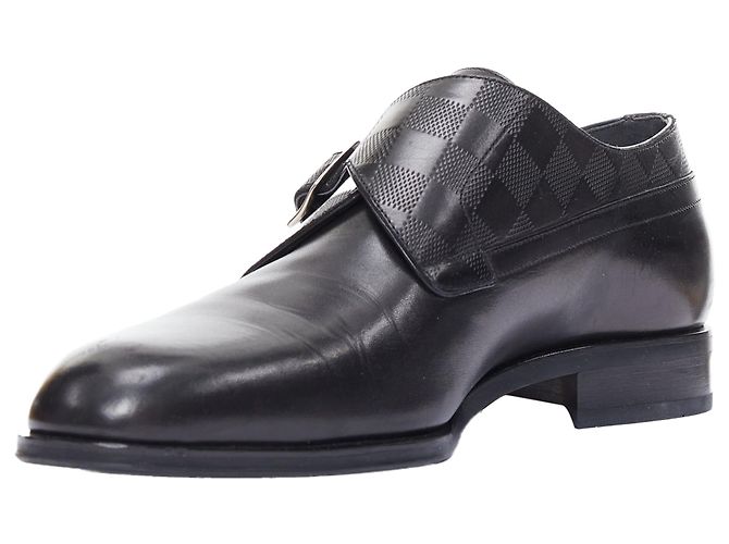 Chaussures Monk à boucle embossée Damier Check District Louis Vuitton Noir - vue 4
