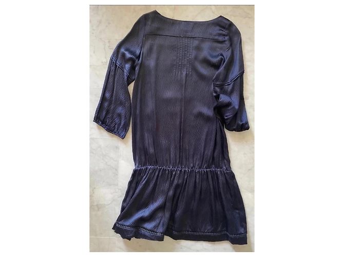 Abito Sandro in crepe di seta blu navy - vista 2
