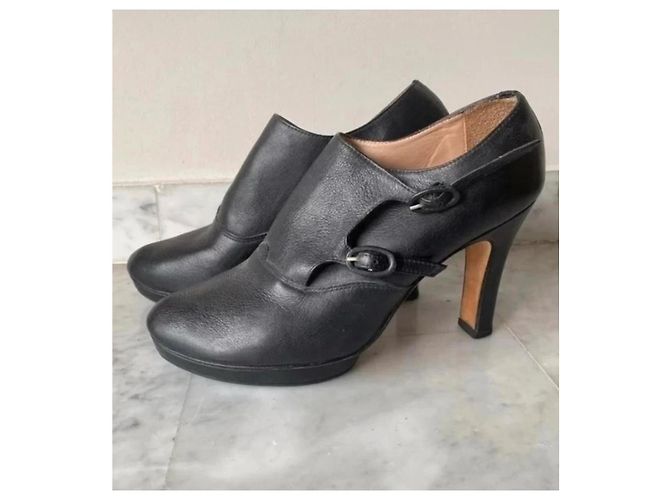 Repetto con tacco in pelle nera - vista 3
