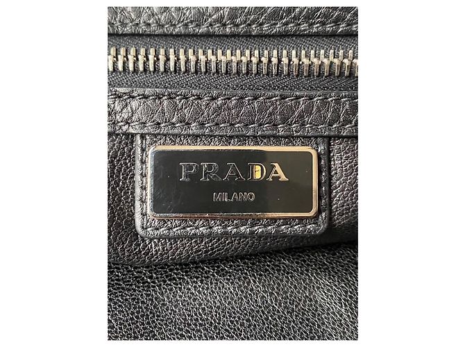 Pochette Prada in pelle nera e blu con zip Nero - vista 14