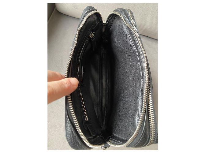Pochette Prada in pelle nera e blu con zip Nero - vista 16