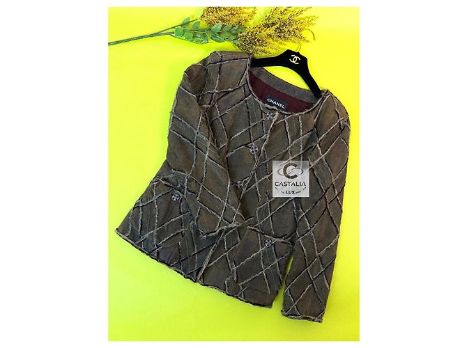 Chanel 12K$ Rare Gripoix Buttons Leather & Tweed Jacket Multiple colors - view 12