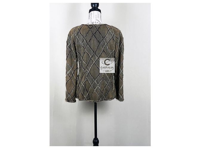Chanel 12K$ Rare Gripoix Buttons Leather & Tweed Jacket Multiple colors - view 13
