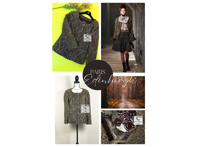 Chanel 12K$ Rare Gripoix Buttons Leather & Tweed Jacket Multiple colors - view 3