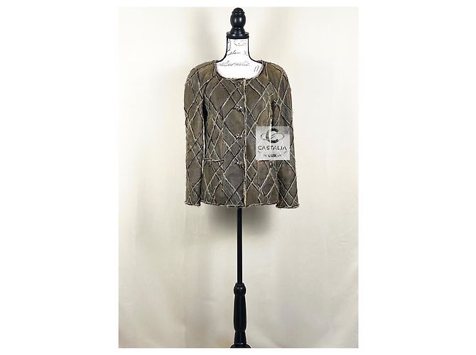 Chanel 12K$ Rare Gripoix Buttons Leather & Tweed Jacket Multiple colors - view 5