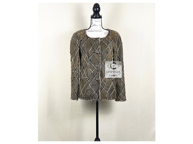 Chanel 12K$ Rare Gripoix Buttons Leather & Tweed Jacket Multiple colors - view 6