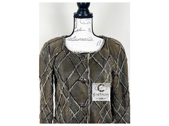 Chanel 12K$ Rare Gripoix Buttons Leather & Tweed Jacket Multiple colors - view 7