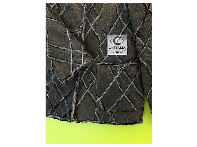 Chanel 12K$ Rare Gripoix Buttons Leather & Tweed Jacket Multiple colors - view 8