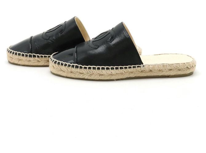 Sandali piatti in pelle e juta Chanel Coco Mark - vista 2