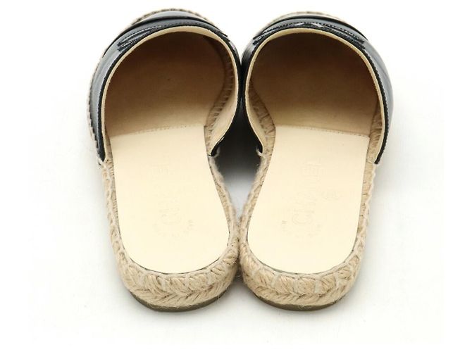 Sandali piatti in pelle e juta Chanel Coco Mark - vista 3