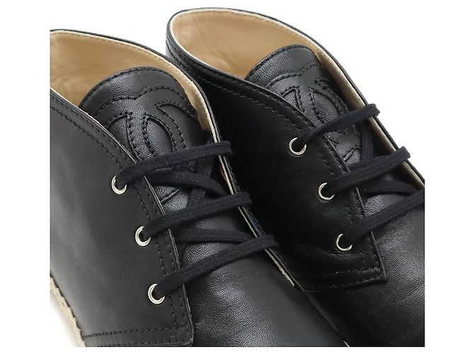 Chanel Leder-Canvas-Jute Chukka-Stiefel - Ansicht 6
