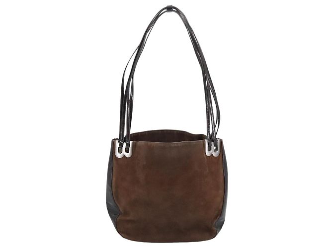 BALLY Borsa a Spalla in Pelle Scamosciata Marrone Nera Auth ti2366 Nero - vista 13