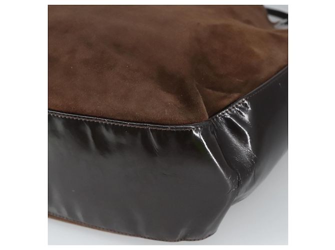 BALLY Borsa a Spalla in Pelle Scamosciata Marrone Nera Auth ti2366 Nero - vista 14