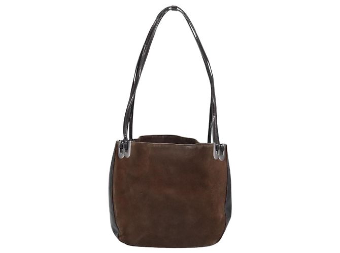 BALLY Borsa a Spalla in Pelle Scamosciata Marrone Nera Auth ti2366 Nero - vista 2