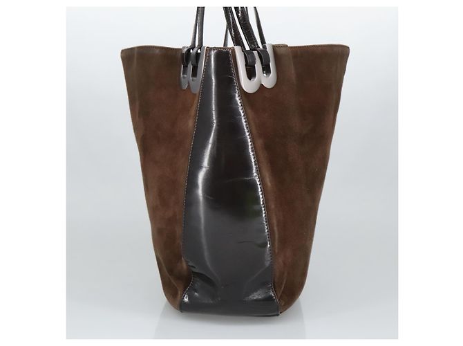 BALLY Borsa a Spalla in Pelle Scamosciata Marrone Nera Auth ti2366 Nero - vista 4