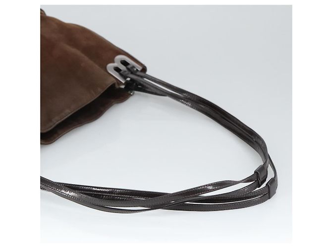 BALLY Borsa a Spalla in Pelle Scamosciata Marrone Nera Auth ti2366 Nero - vista 7