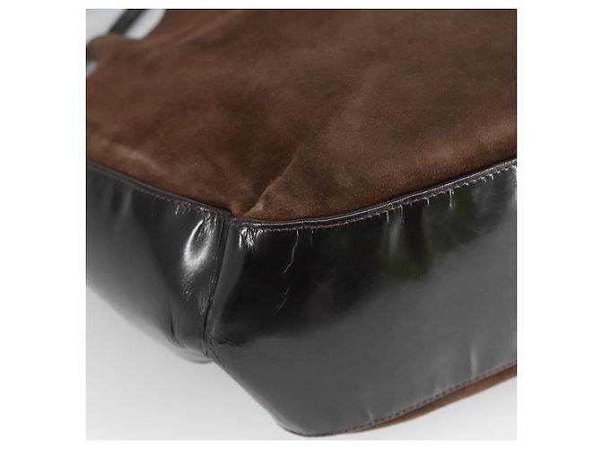 BALLY Borsa a Spalla in Pelle Scamosciata Marrone Nera Auth ti2366 Nero - vista 9
