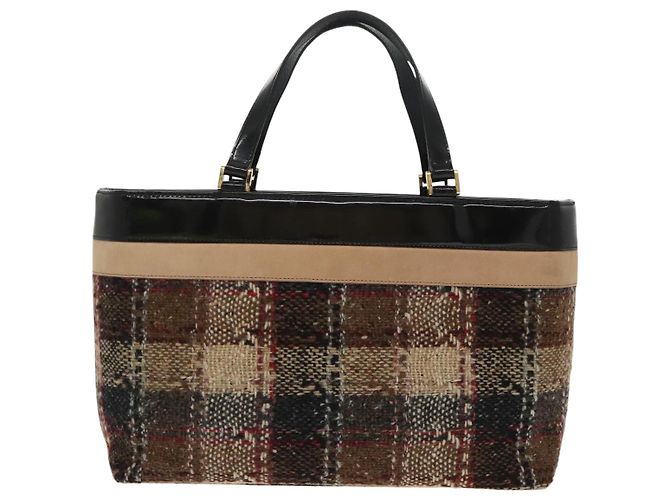 Borsa Tote Burberry Nova Check in lana beige Auth ep6709 - vista 13
