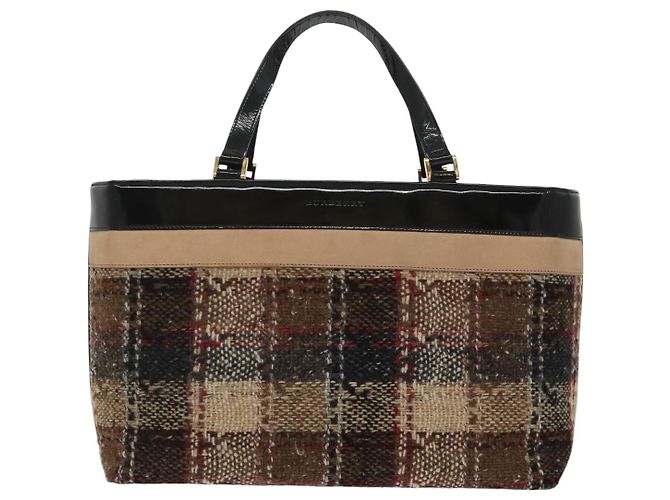 Borsa Tote Burberry Nova Check in lana beige Auth ep6709 - vista 2