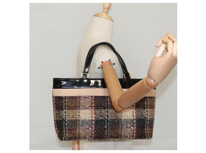 Borsa Tote Burberry Nova Check in lana beige Auth ep6709 - vista 22
