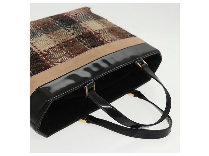 Borsa Tote Burberry Nova Check in lana beige Auth ep6709 - vista 6