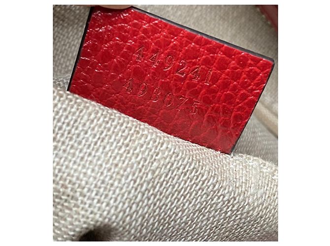 Borsa Gucci Guccissima in pelle rossa e tela GG beige Rosso - vista 12