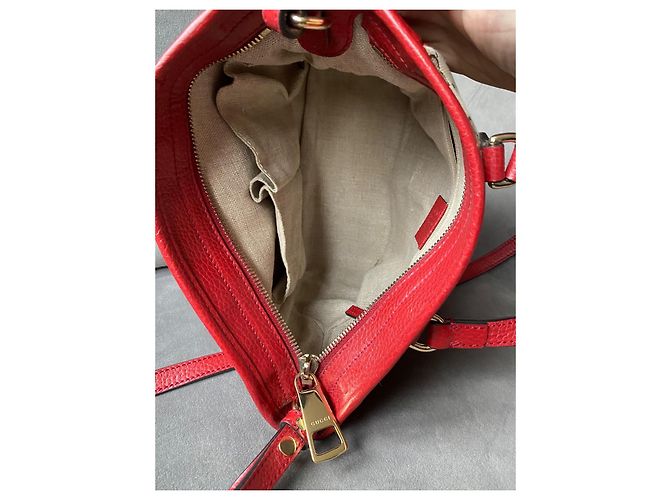 Borsa Gucci Guccissima in pelle rossa e tela GG beige Rosso - vista 9