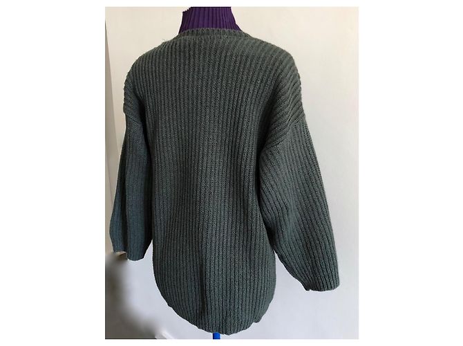 Autre Marque militärgrüner Pullover 100% Baumwolle englisches Rippenstrick Größe 38-40 Khaki Dunkelgrün - Ansicht 10