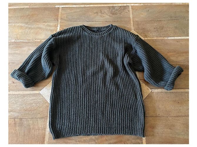Autre Marque militärgrüner Pullover 100% Baumwolle englisches Rippenstrick Größe 38-40 Khaki Dunkelgrün - Ansicht 11