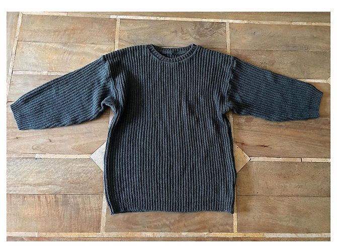 Autre Marque militärgrüner Pullover 100% Baumwolle englisches Rippenstrick Größe 38-40 Khaki Dunkelgrün - Ansicht 2