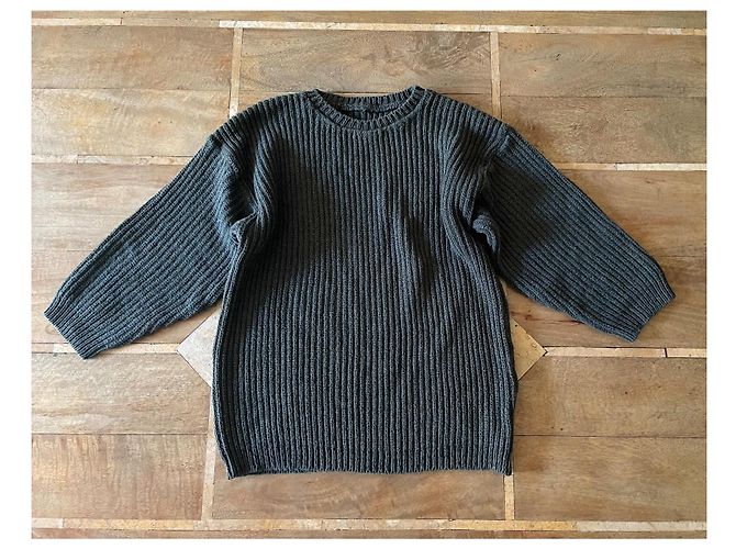 Autre Marque militärgrüner Pullover 100% Baumwolle englisches Rippenstrick Größe 38-40 Khaki Dunkelgrün - Ansicht 3