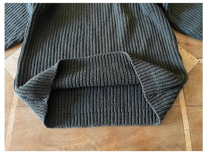 Autre Marque militärgrüner Pullover 100% Baumwolle englisches Rippenstrick Größe 38-40 Khaki Dunkelgrün - Ansicht 4