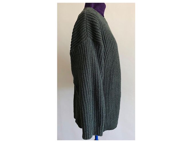 Autre Marque militärgrüner Pullover 100% Baumwolle englisches Rippenstrick Größe 38-40 Khaki Dunkelgrün - Ansicht 9