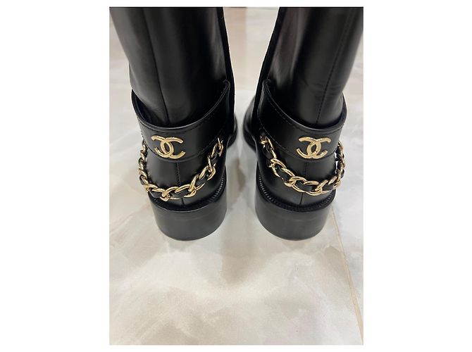 Cambon Stivaletti Chanel in pelle nera Nero - vista 3