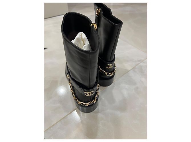Cambon Stivaletti Chanel in pelle nera Nero - vista 6