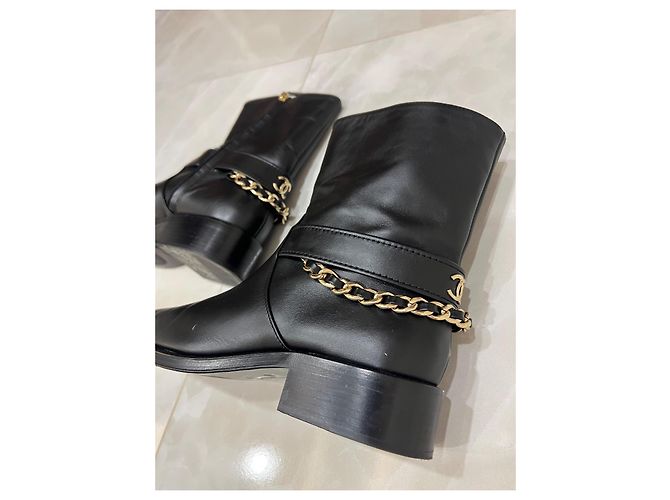 Cambon Stivaletti Chanel in pelle nera Nero - vista 8