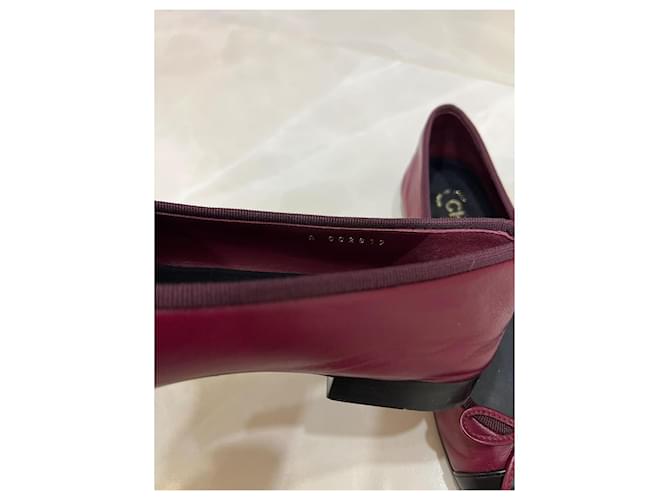 Cambon Chanel Manoletinas de piel rojo oscuro Burdeos - vista 3